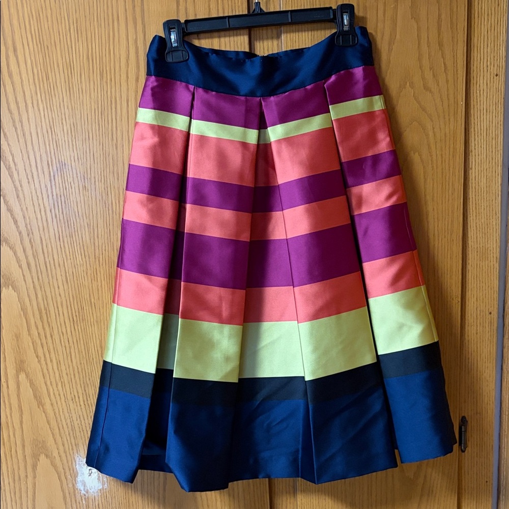 Moulinette Soeurs Multi-Color Silk A-Line Skirt w/ seam pockets Sz 6 EUC